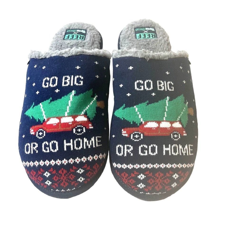 NEW REEF X TIPSY ELVES Mens Go Big Or Go Home Slippers Size 9 (M) SLIP ON CI5834